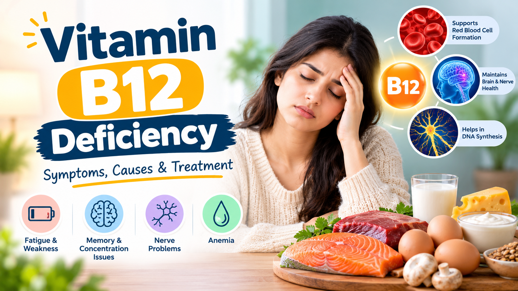 Vitamin B12 Deficiency :"Always Tired? Check Your Vitamin B12!"