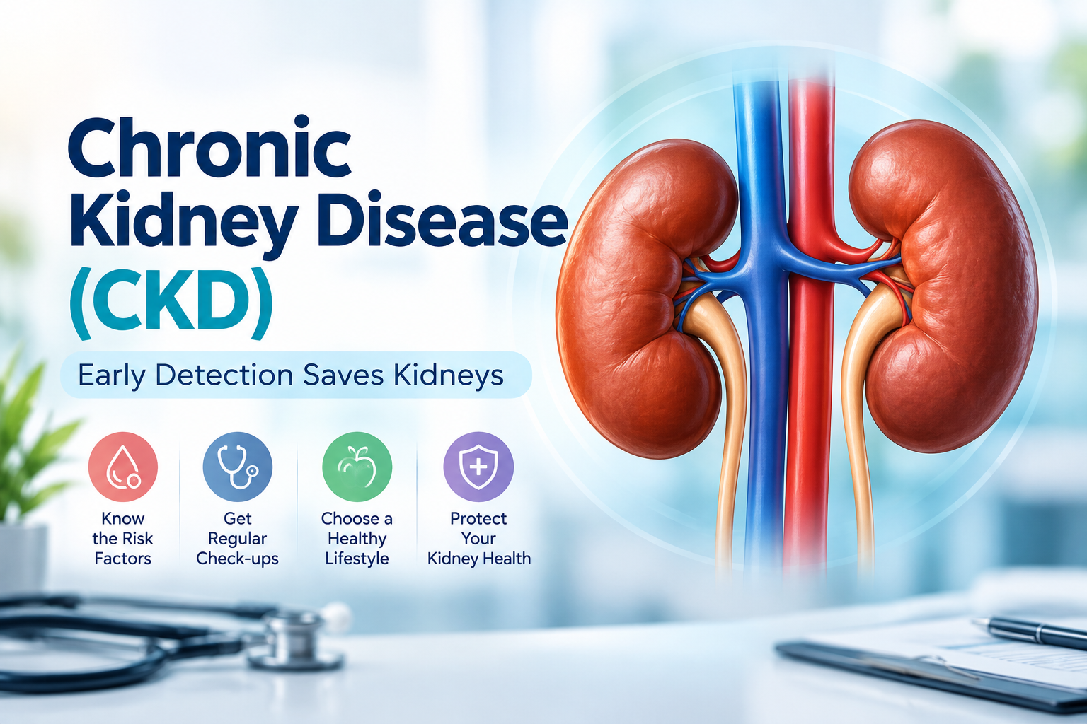 Chronic Kidney Disease (CKD): "Healthy kidneys, healthier life—protect them before problems begin.”